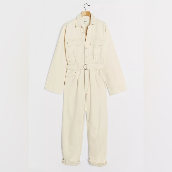 AGOLDE Tatum Denim Jumpsuit Cream - Picture 2 of 14